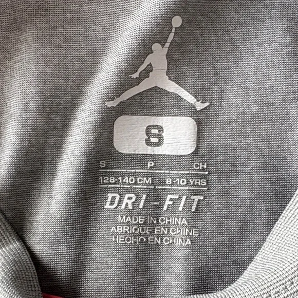 Jordan Gray Long Sleeve Tee with Red and White Logo Size S - Picture 3 of 4